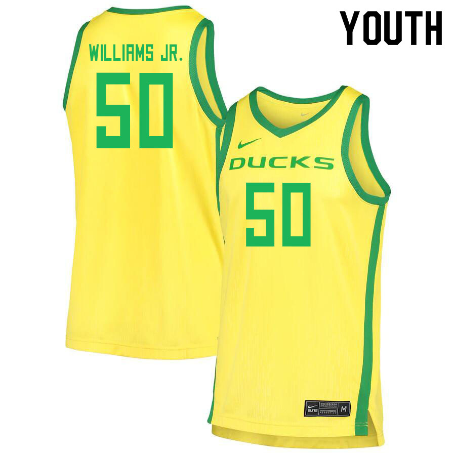 Youth # #50 Eric Williams Jr. Oregon Ducks College Basketball Jerseys Sale-Yellow - Click Image to Close
